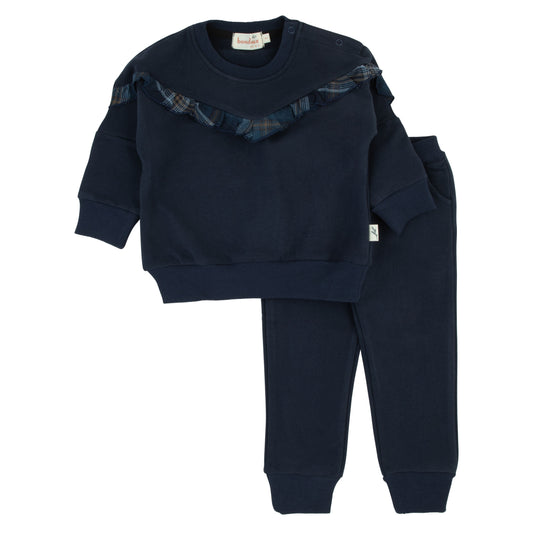 Plaid Patch 2 Piece-Girls-Navy