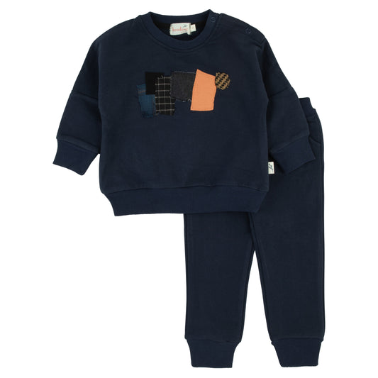 Plaid Patch 2 Piece-Boys-Navy