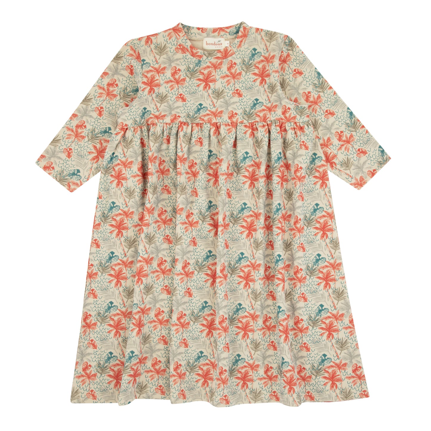 Tropical Print  Long  Sleeve Dress