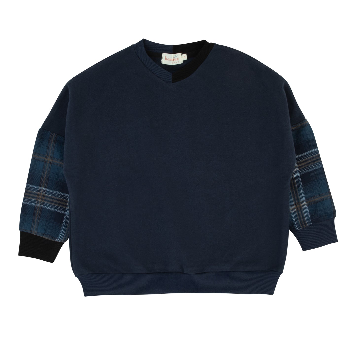 Plaid Patch Top-Navy