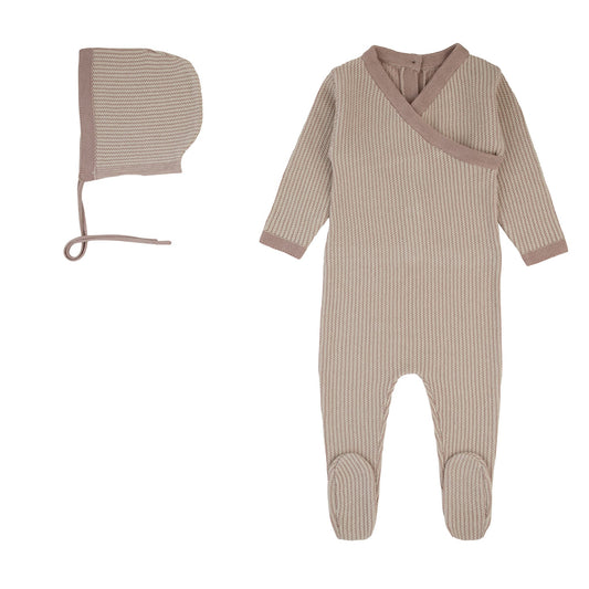 Two Tone Onesie Knit-Beige/Lavender