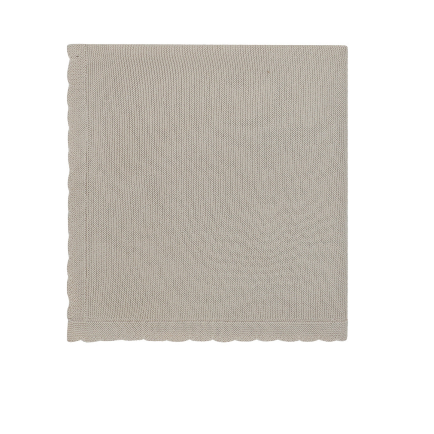 Scalloped Knit Blanket-Beige