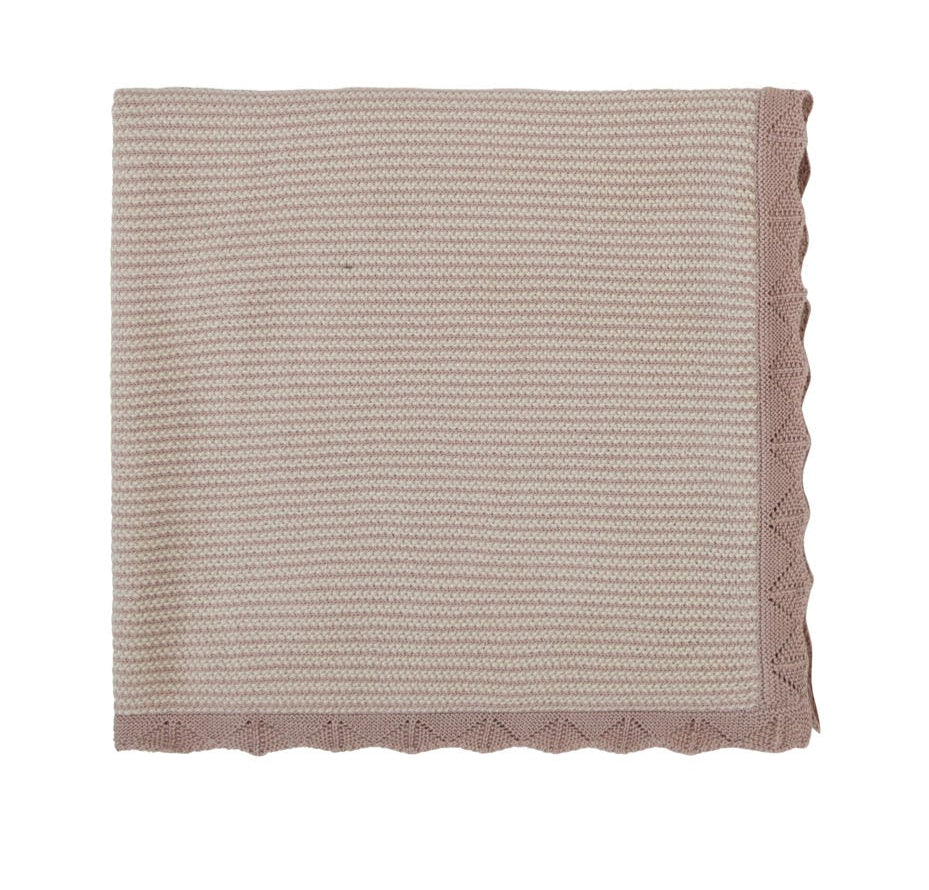 Two Tone BlanketKnit-Beige/lavender