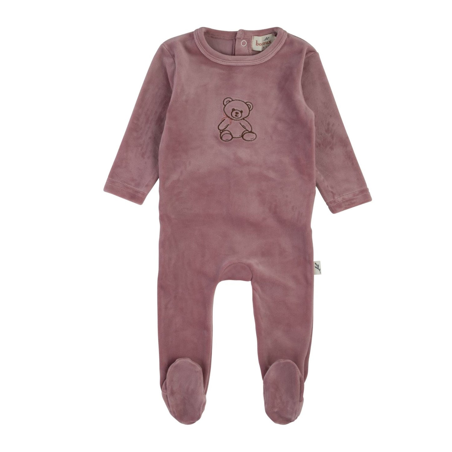 Teddy Velour Footie-Mauve