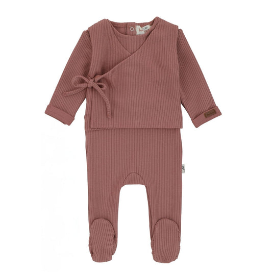 Kimono Knit Footie-Rose