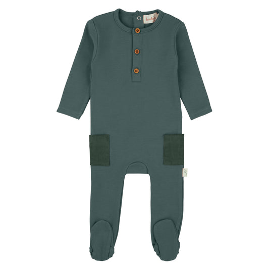 Corduroy Cotton Footie-Green
