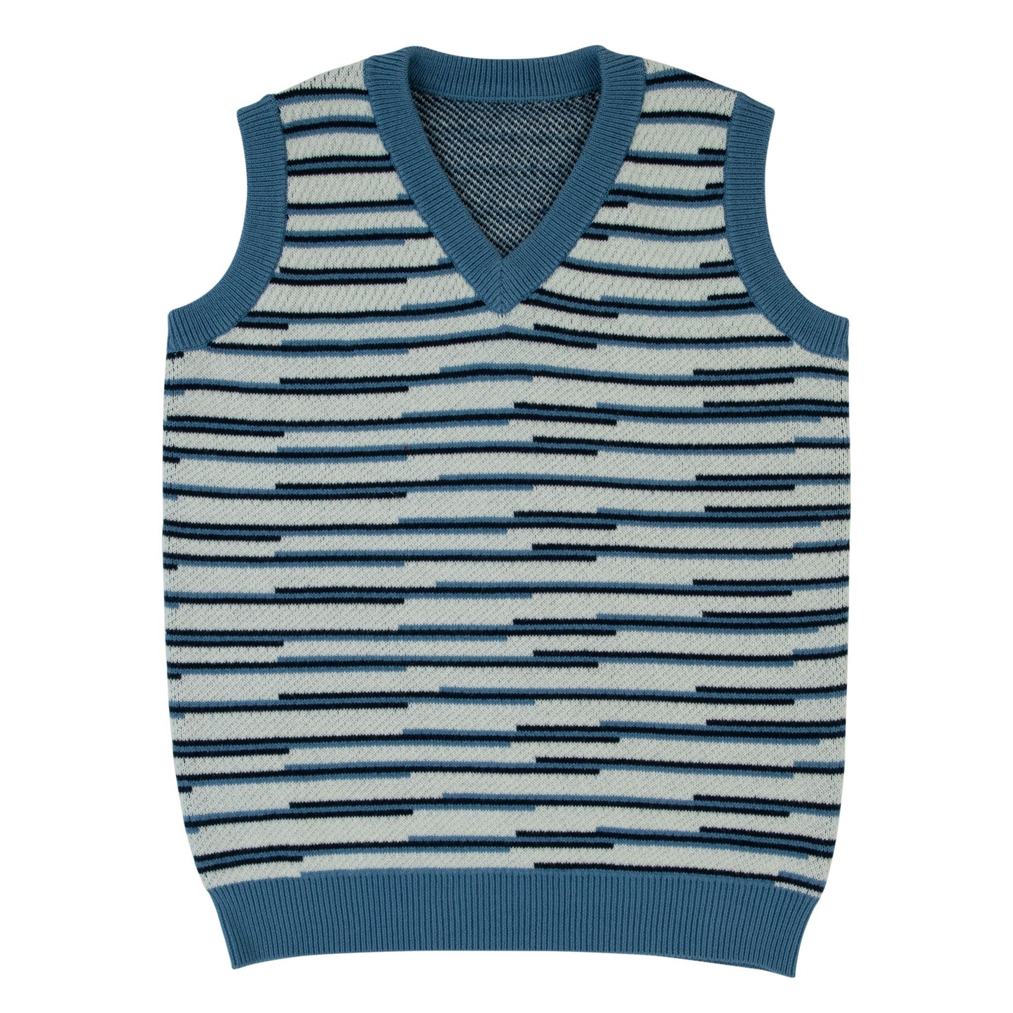 Multicolored Knit Vest -Blue