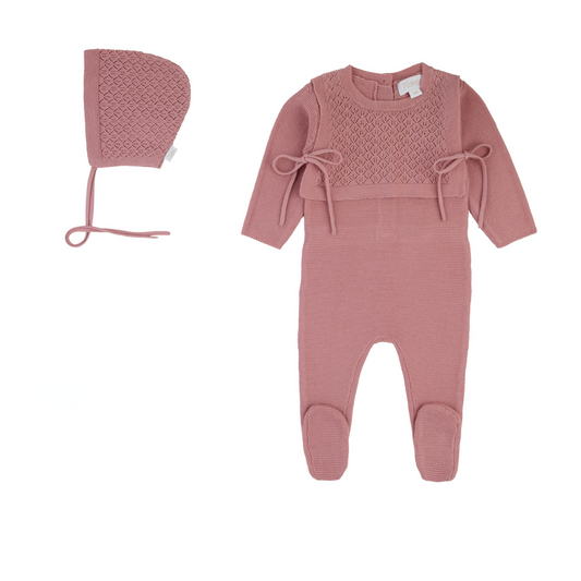 Vest Knit Footie-Rose