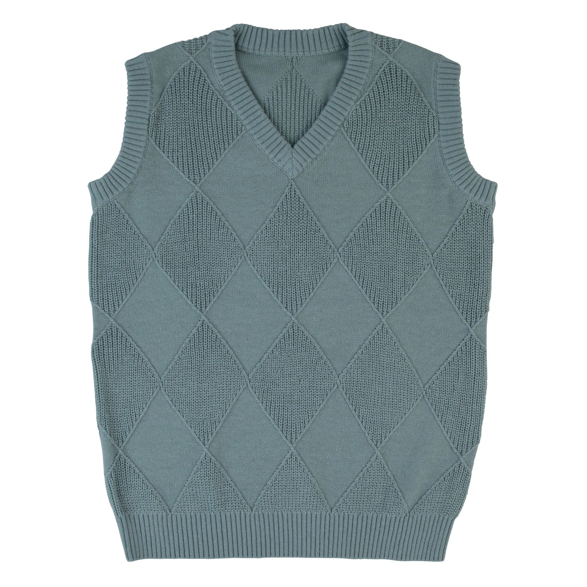 トップス IRENE Argyle Knit Vest Light Blue 1970s Vintage Baby Blue Argyle Knit Vest – Retro Preppy