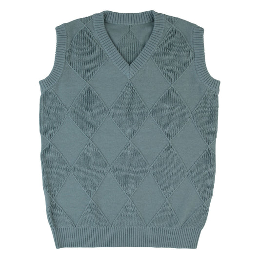 Argyle Knit Vest- Blue Teal