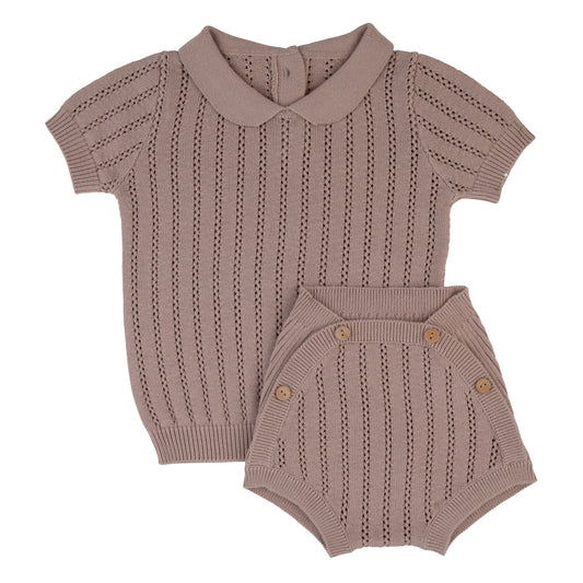 Pointelle Knit 2 Piece Set-pink