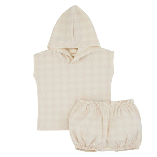 Houndstooth Pink Print Girls 2Pcs Short Set