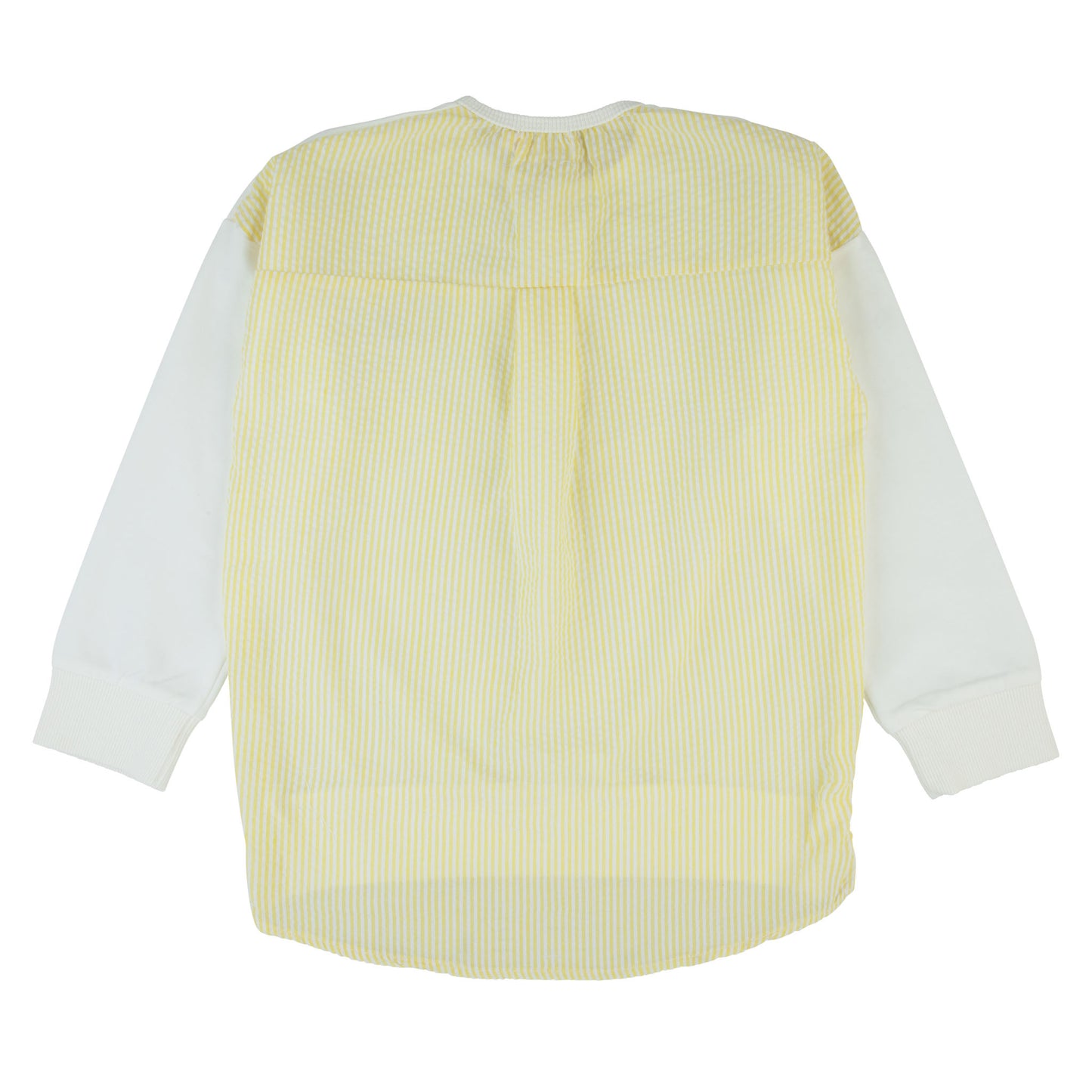 Seersucker Top-Long Sleeves-White/Yellow