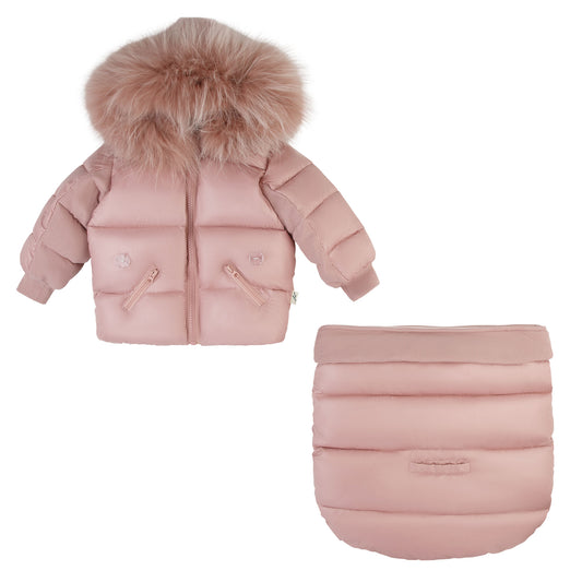 Ribbed Detail Snowsuit-Pink