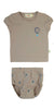 Air Balloon Print Short Set-Beige Solid Top