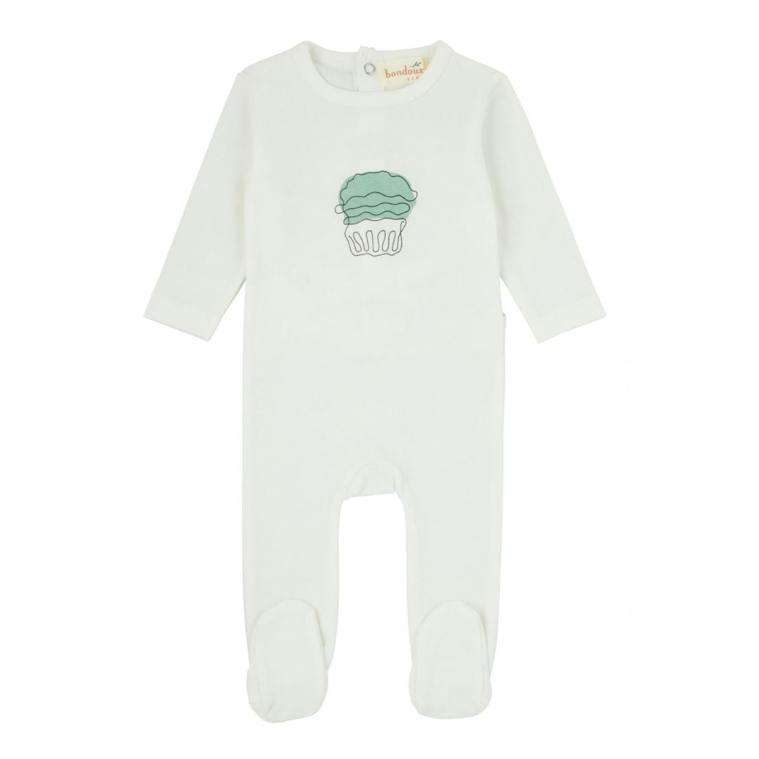 Muffin Boys White/Green Footie
