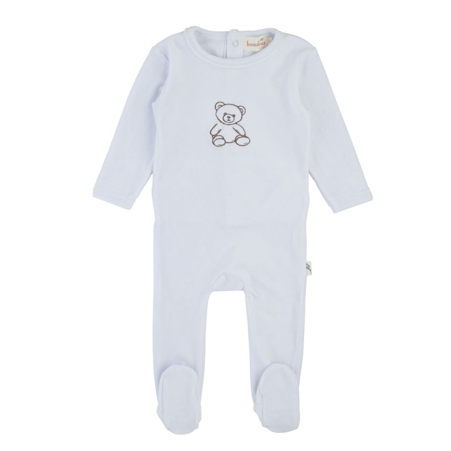 Teddy Velour Footie-White