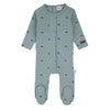 Leaf Print Footie-Blue