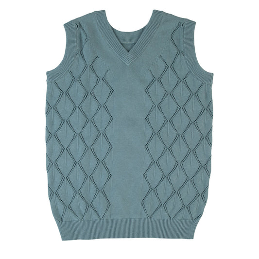 Diamond Pointelle Vest Green