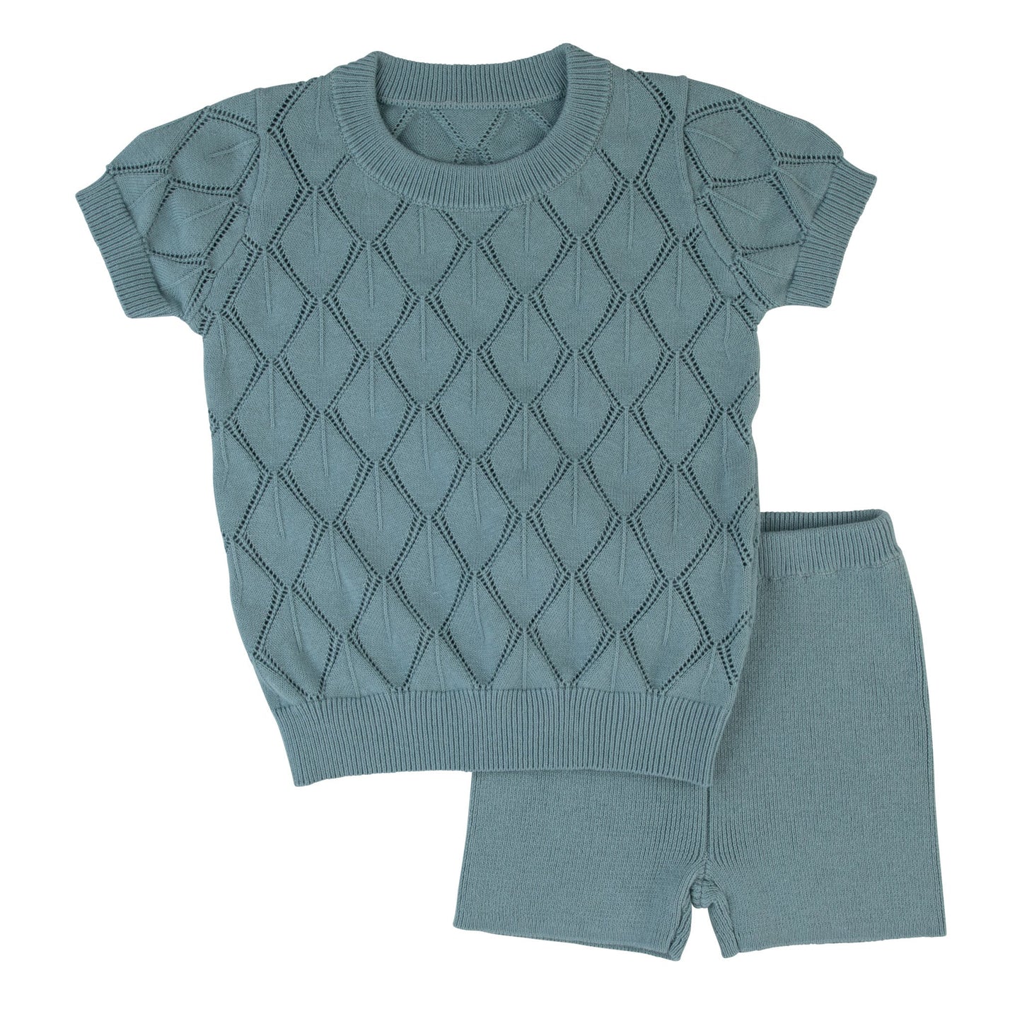 Diamond Pointelle Knit 2 Piece-Green