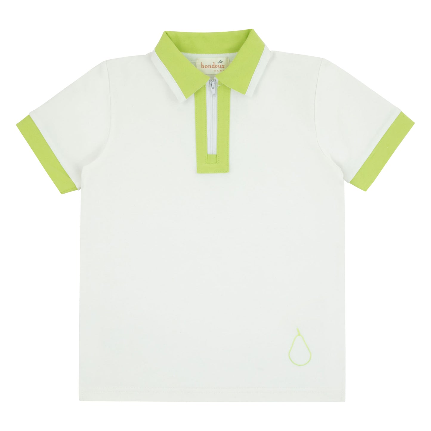 White Top W/Lime Green Trim Short Sleeve Polo