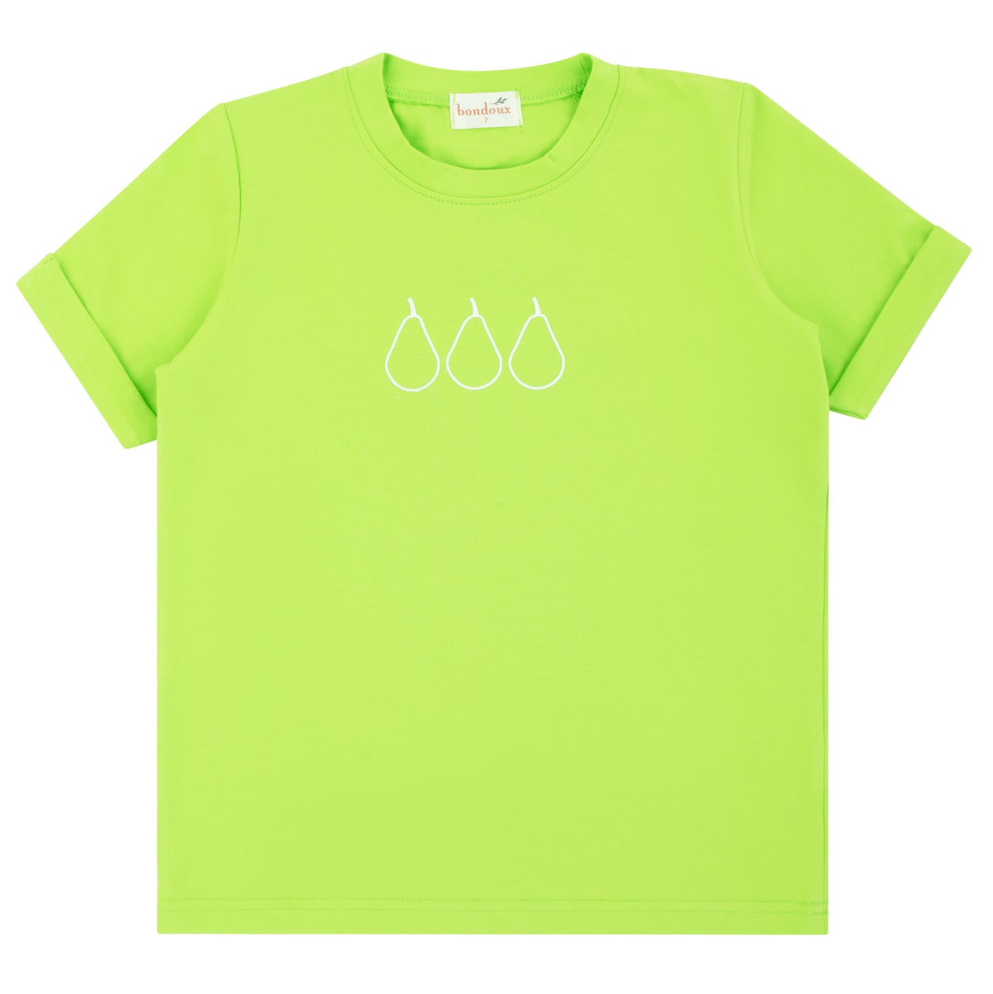 Lime Green Embroidered Pear Short Sleeve Top