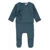 Kimono Knit Footie-Blue