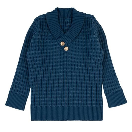 Weaved Knit Sweater-Blue