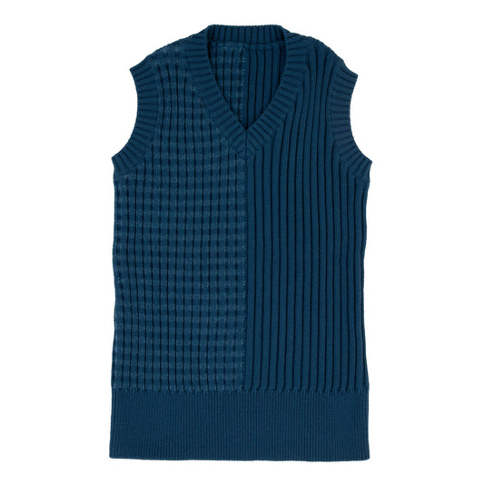 Weaved Knit Vest-Blue