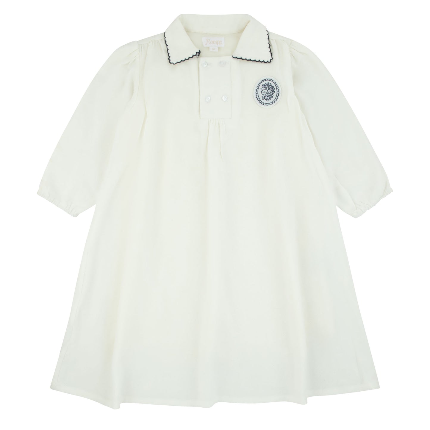 Navy Detailed White Dress