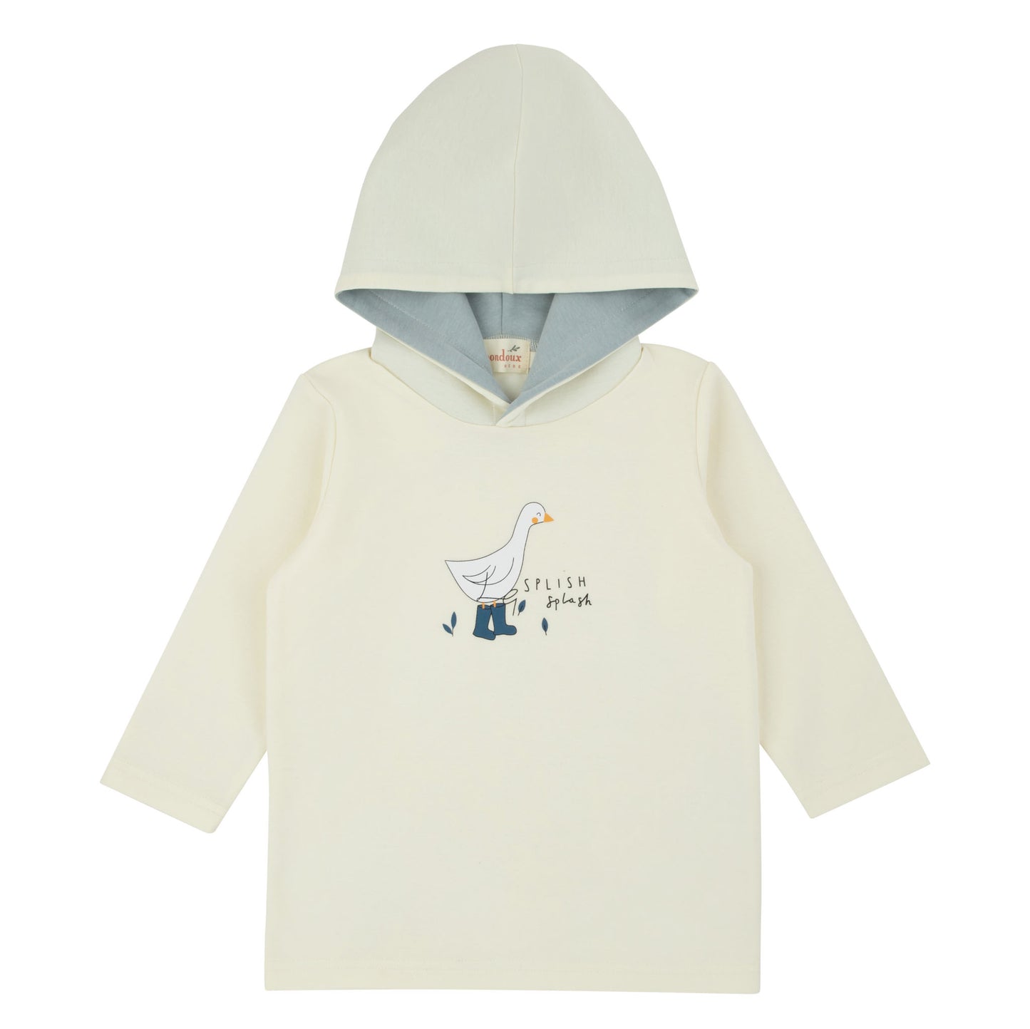 Navy Rainboots Ivory Hoodie Top