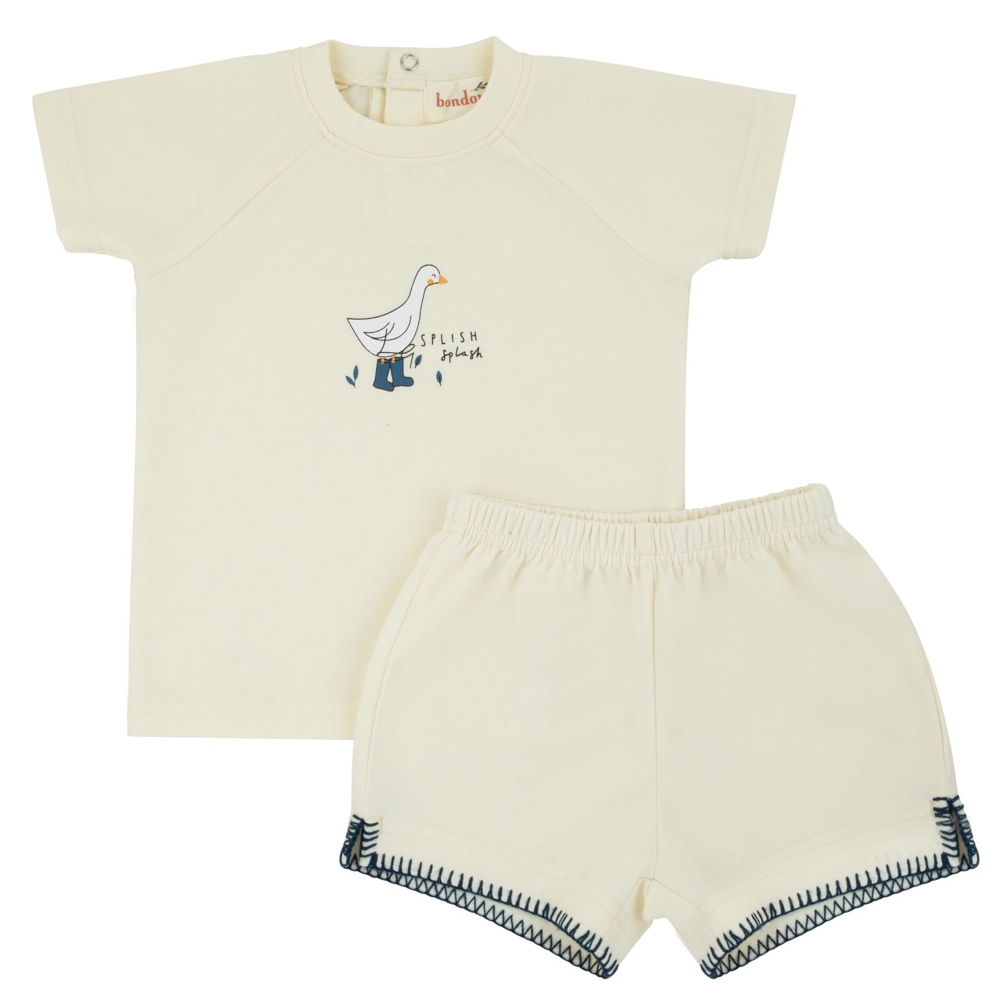 Navy Rainboots Ivory Short Set