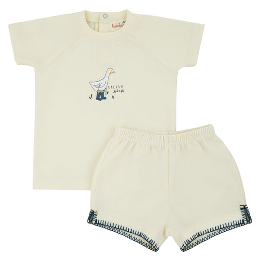 Navy Rainboots Ivory Short Set