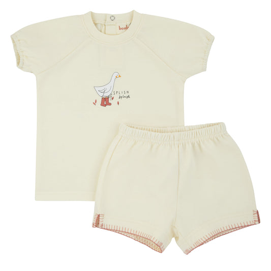 Peach Rainboots Ivory Short Set
