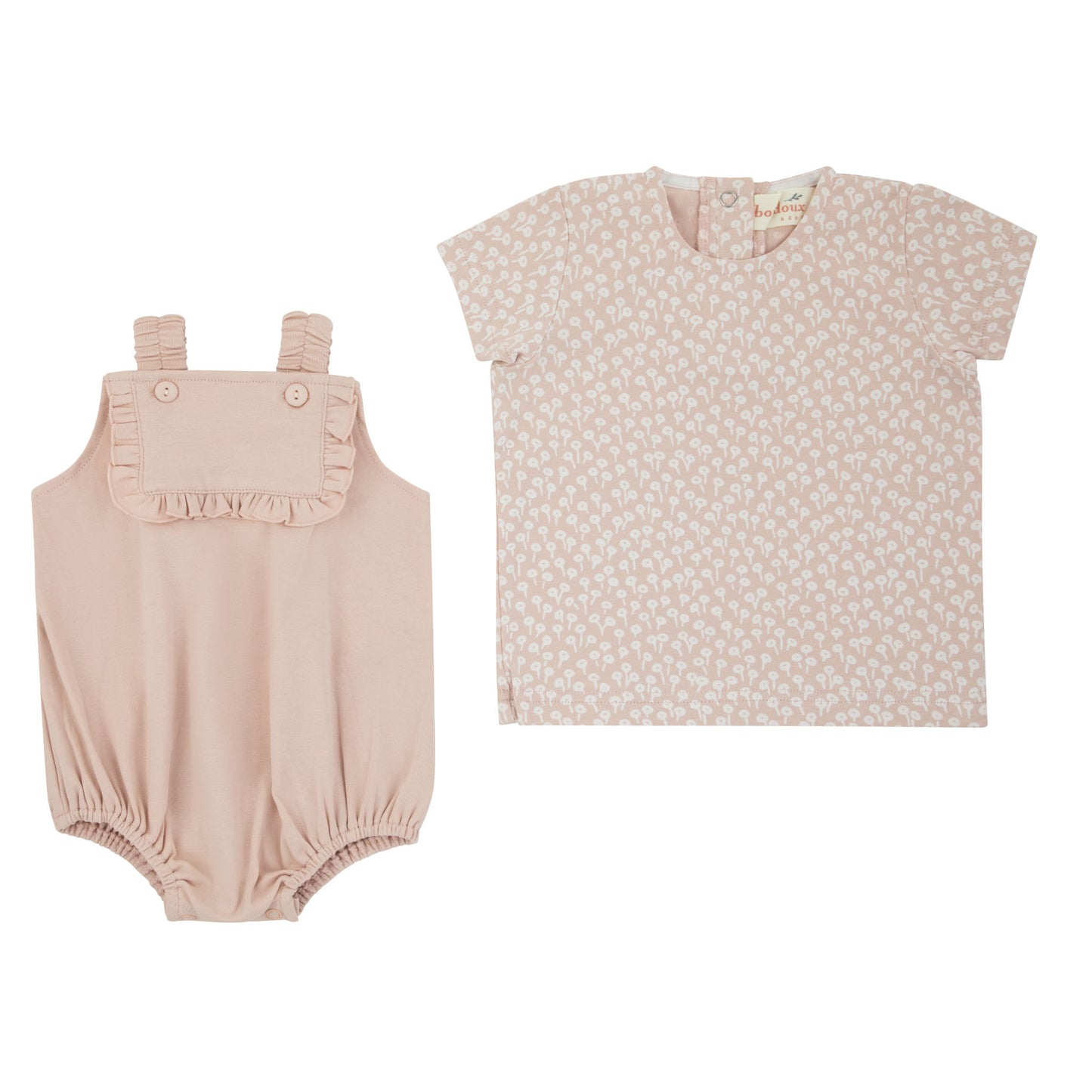 Pink  Buds Print Girls Short 2 Piece Set