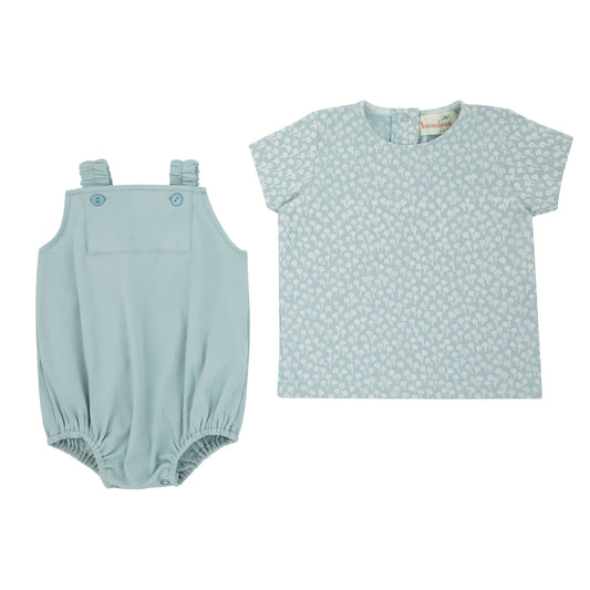 Blue Buds Print Boys  Short 2 Piece Set
