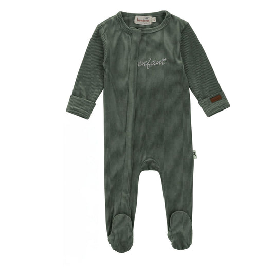 Enfant Velour Footie-Green