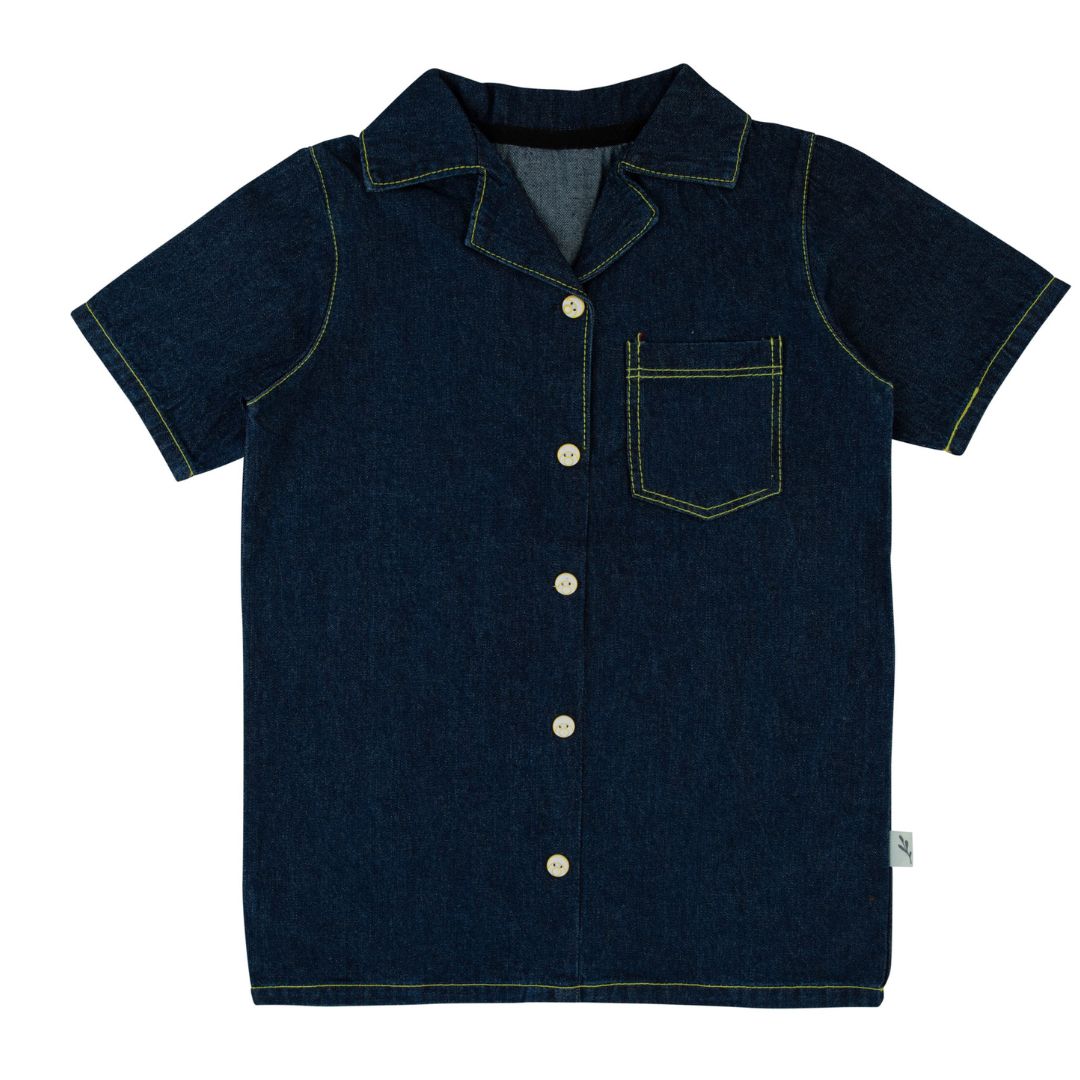 Yellow Stitch Boys Top-Short Sleeves-Denim