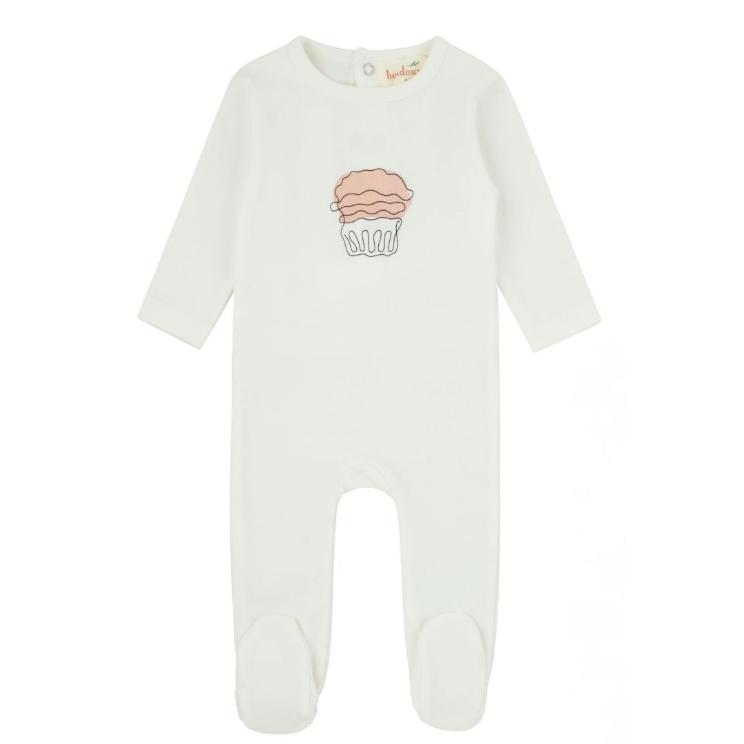 Muffin Girls White/Mauve Footie
