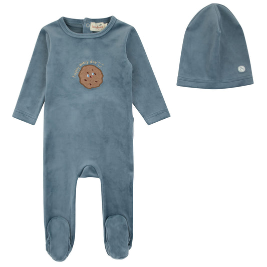 Cookie Velour Footie-Green