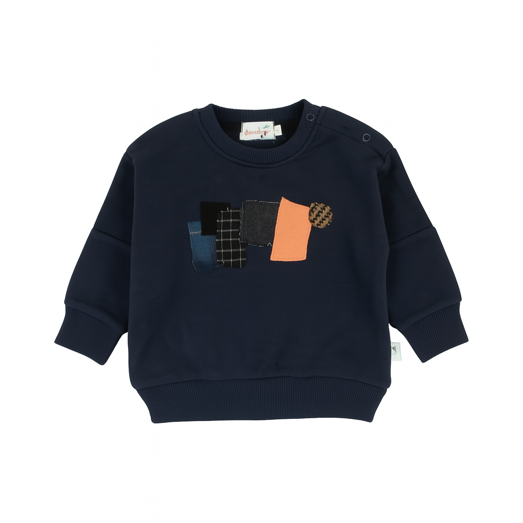 Plaid Patch Toddler Top-Navy