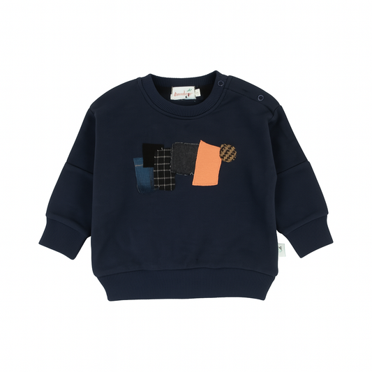 Plaid Patch Toddler Top-Navy