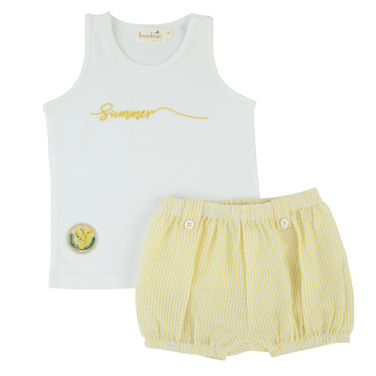 Seersucker Toddler Boy 2 Piece-Yellow/White top