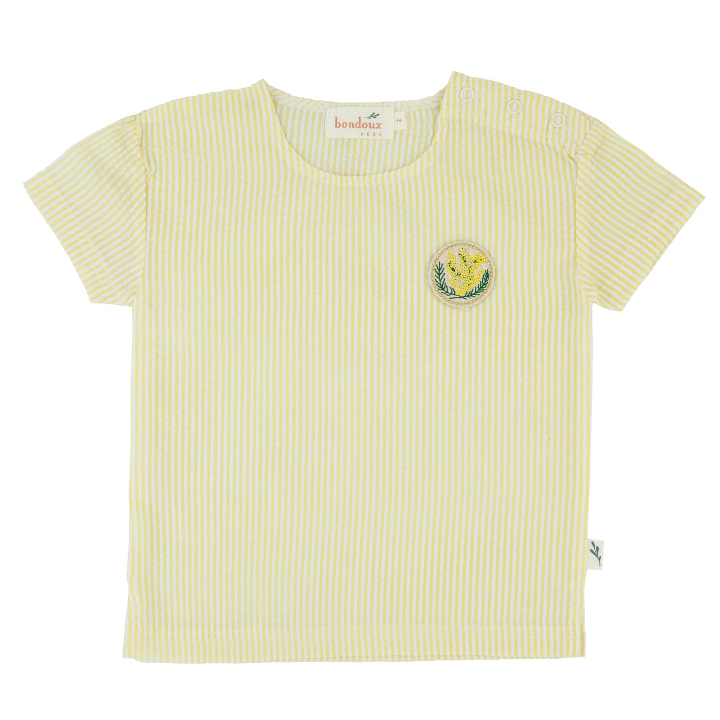 Seersucker Top-Short Sleeves-Yellow