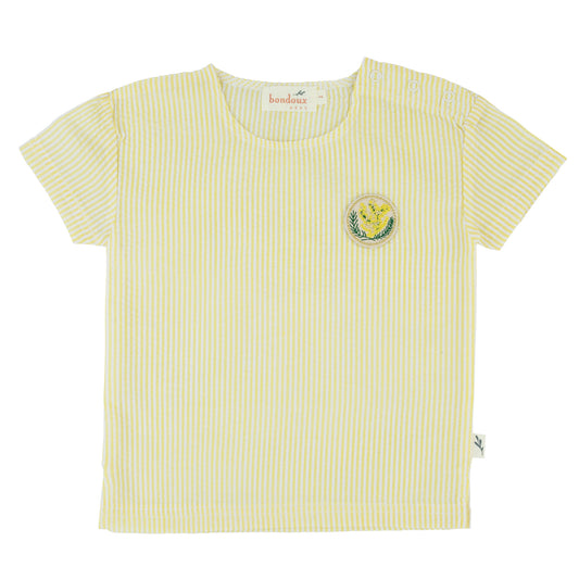 Seersucker Top-Short Sleeves-Yellow