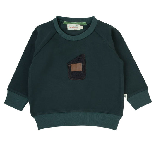 Leather Patch Toddler Top-Green