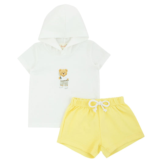 Pastel Yellow Boys Short Hoodie Set