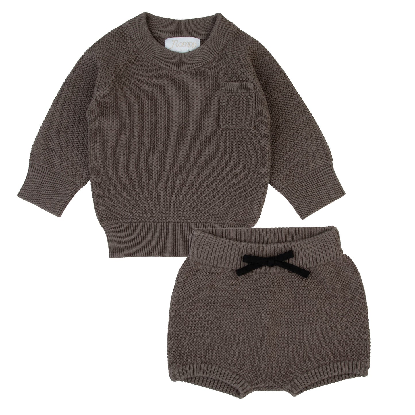 Black Detail Knit Set-Stone