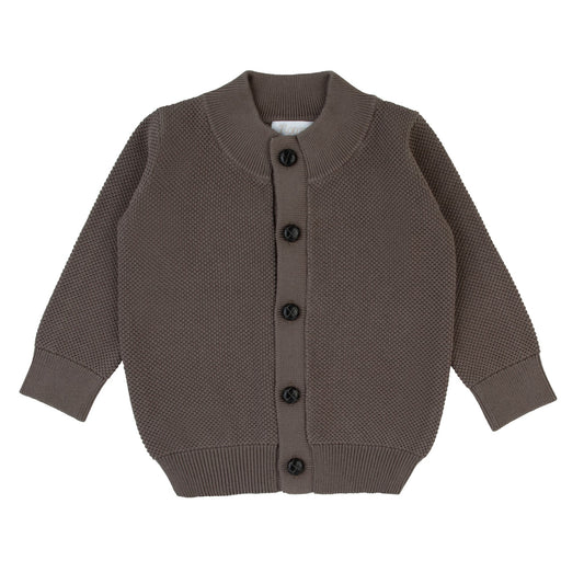 Black Detail Button Down Sweater-Stone