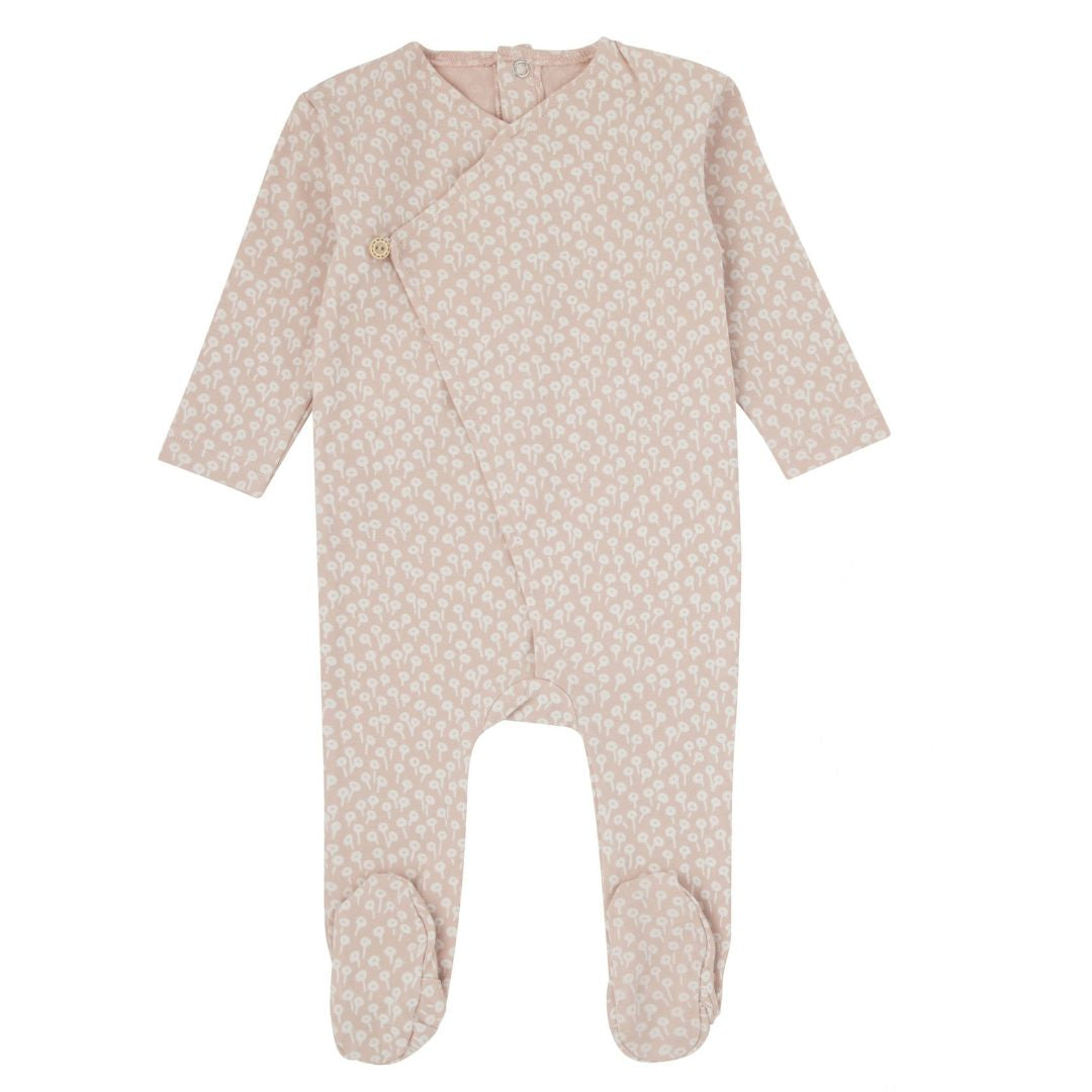 Pink  Buds Print Girls Footie